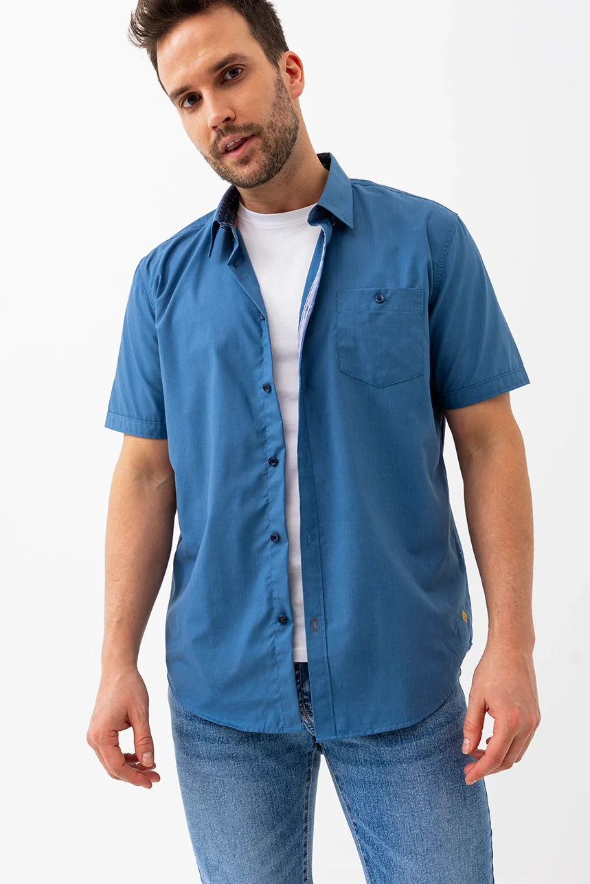 La chemise unie manches à revers contraste - Image 2