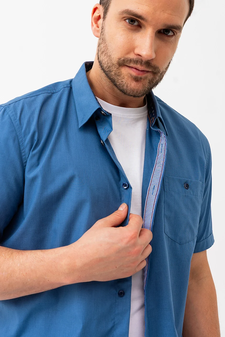 La chemise unie manches à revers contraste - Image 3