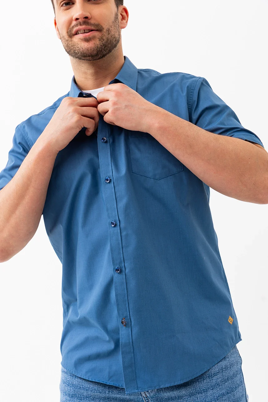 La chemise unie manches à revers contraste - Image 4