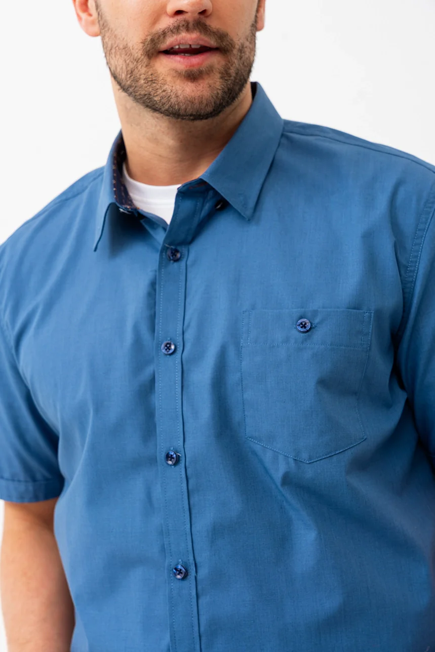 La chemise unie manches à revers contraste - Image 5