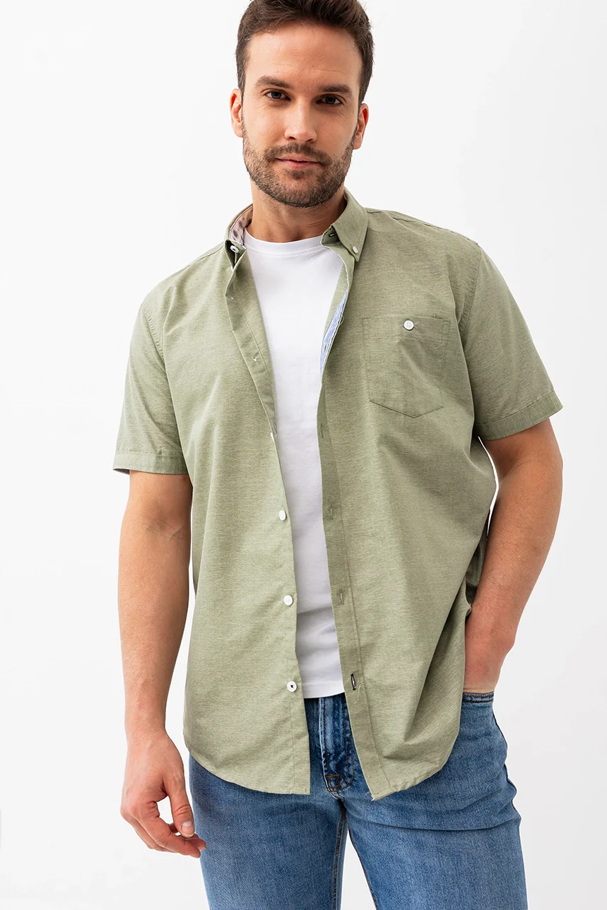 La chemise unie manches à revers contraste - Image 8
