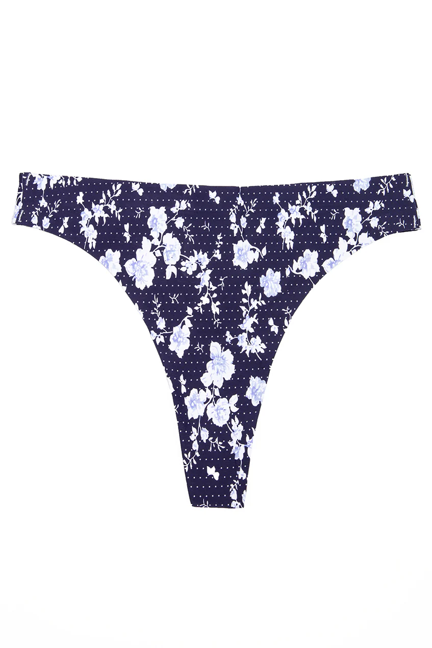 Culotte tanga fleurs et pois