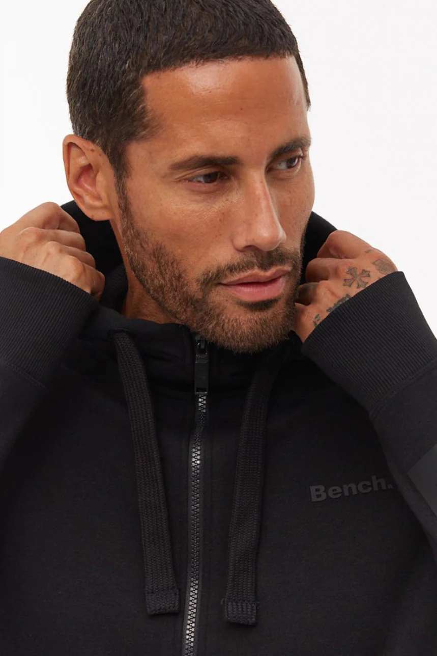 Le cardigan à capuchon noir avec logo Bench - Image 2