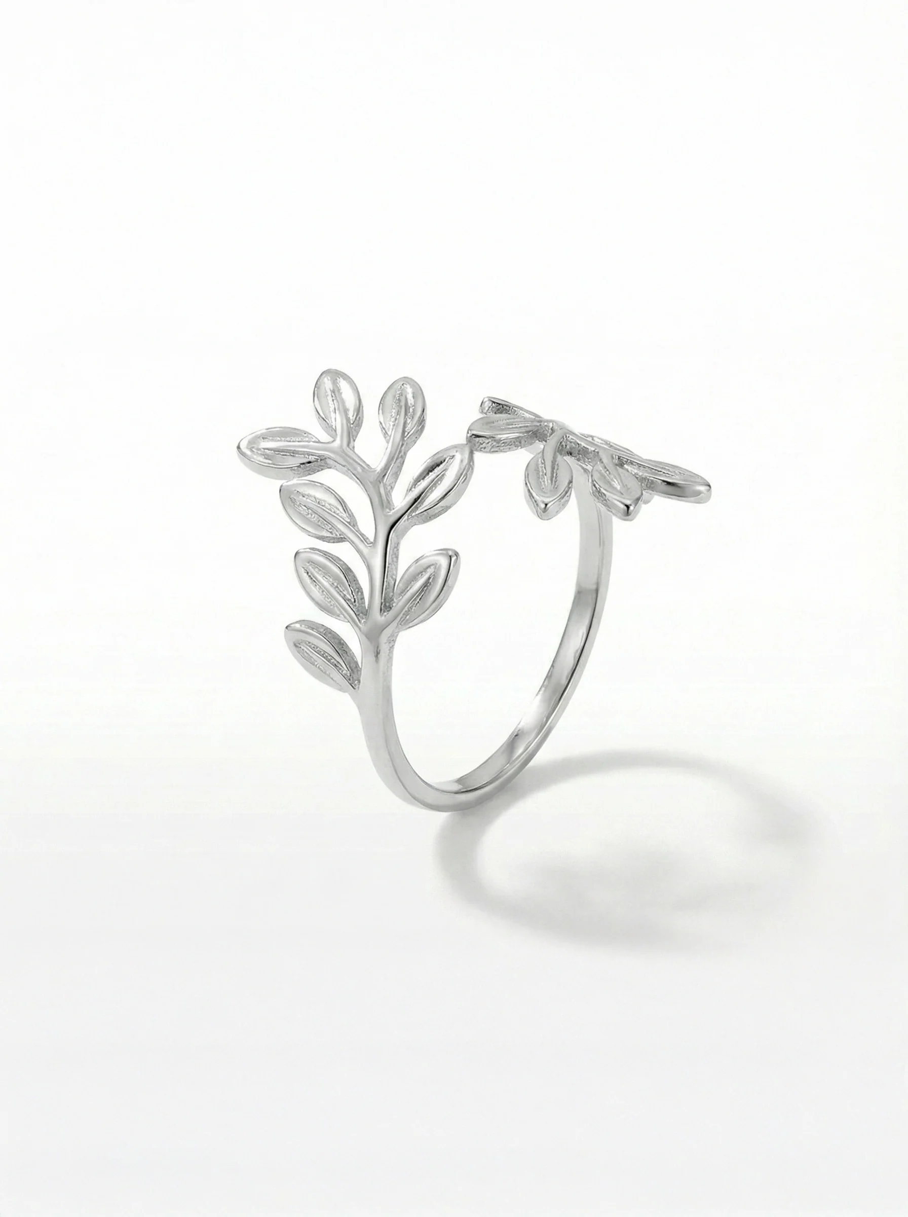 Bague feuillage argentée - Image 2