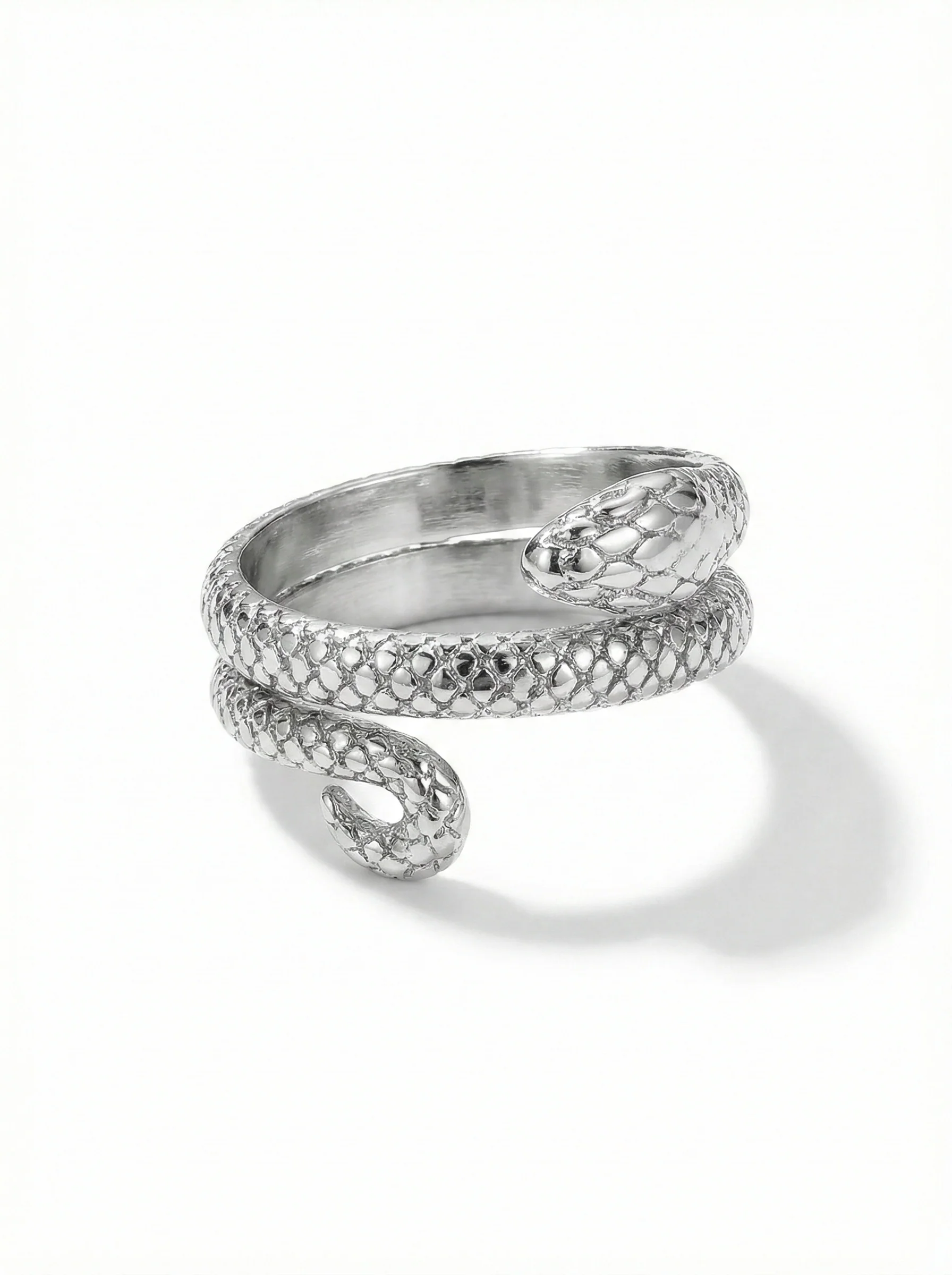 Bague serpent argentée