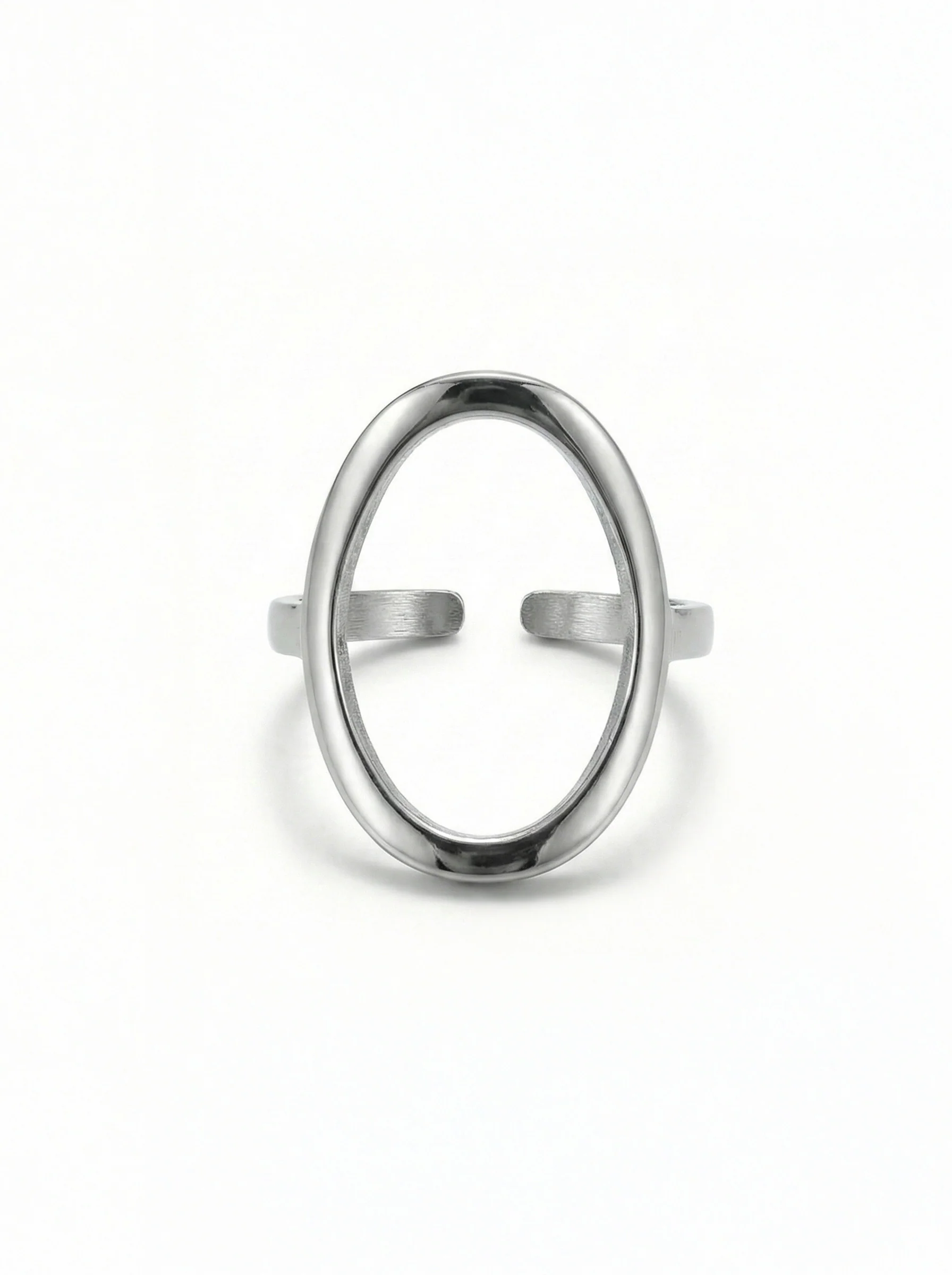 Bague ovale minimaliste argentée - Image 2