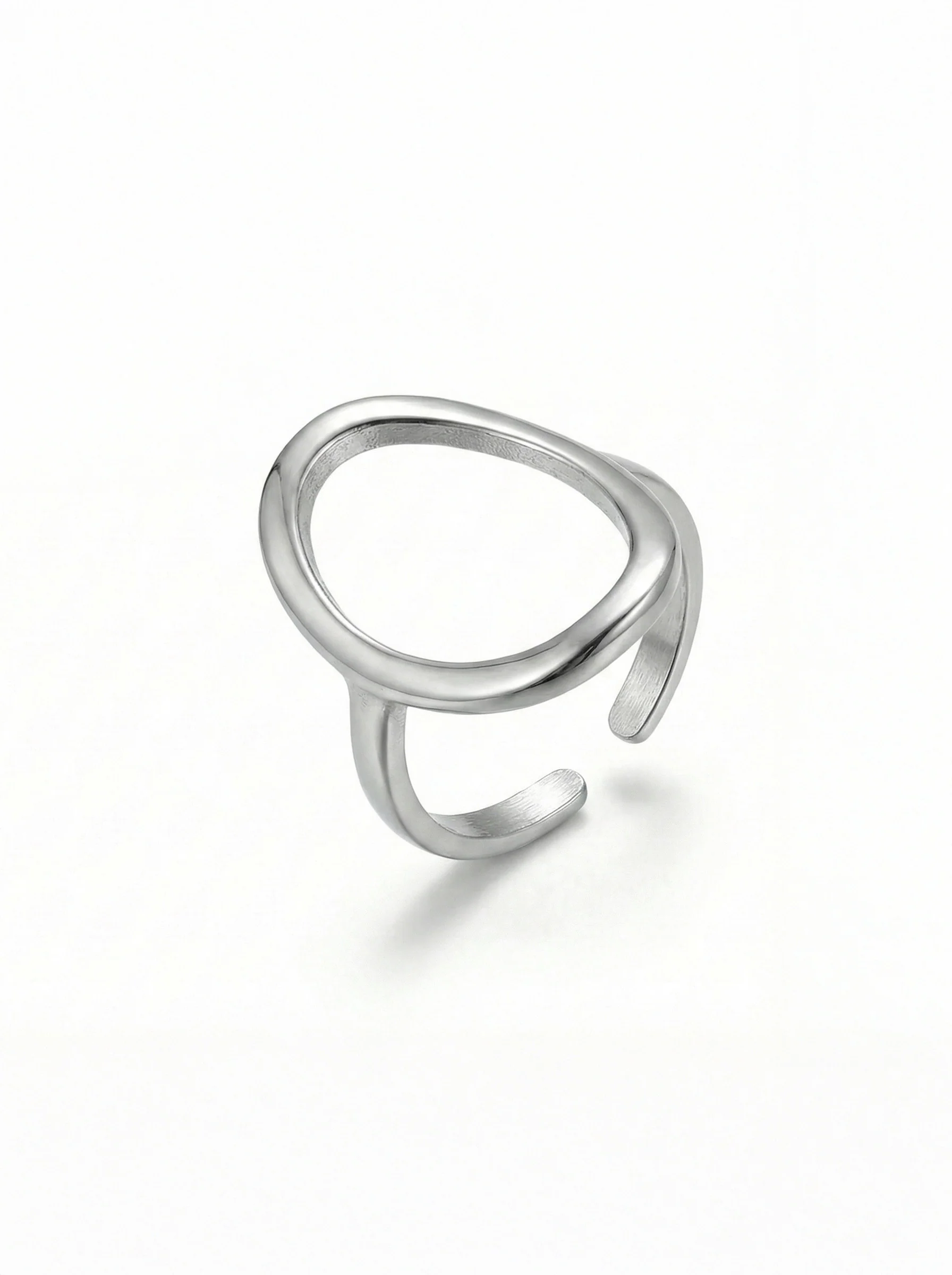 Bague ovale minimaliste argentée - Image 3
