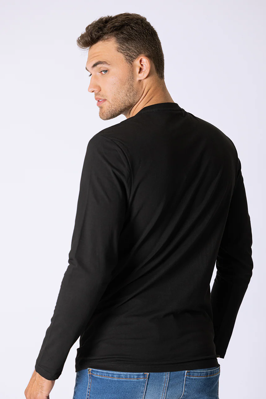 Le t-shirt manches longues uni avec poche - Image 4