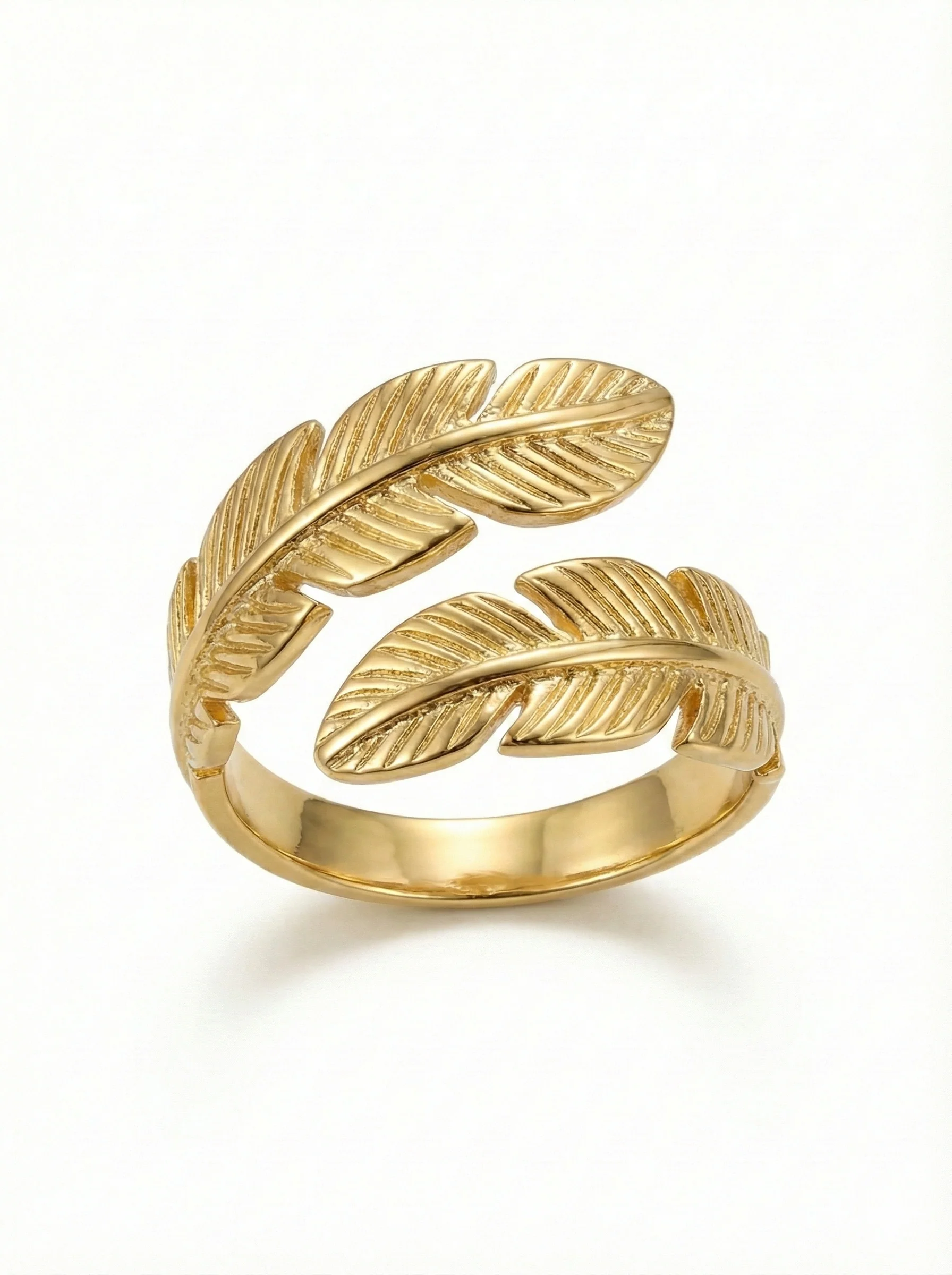 Bague feuille or