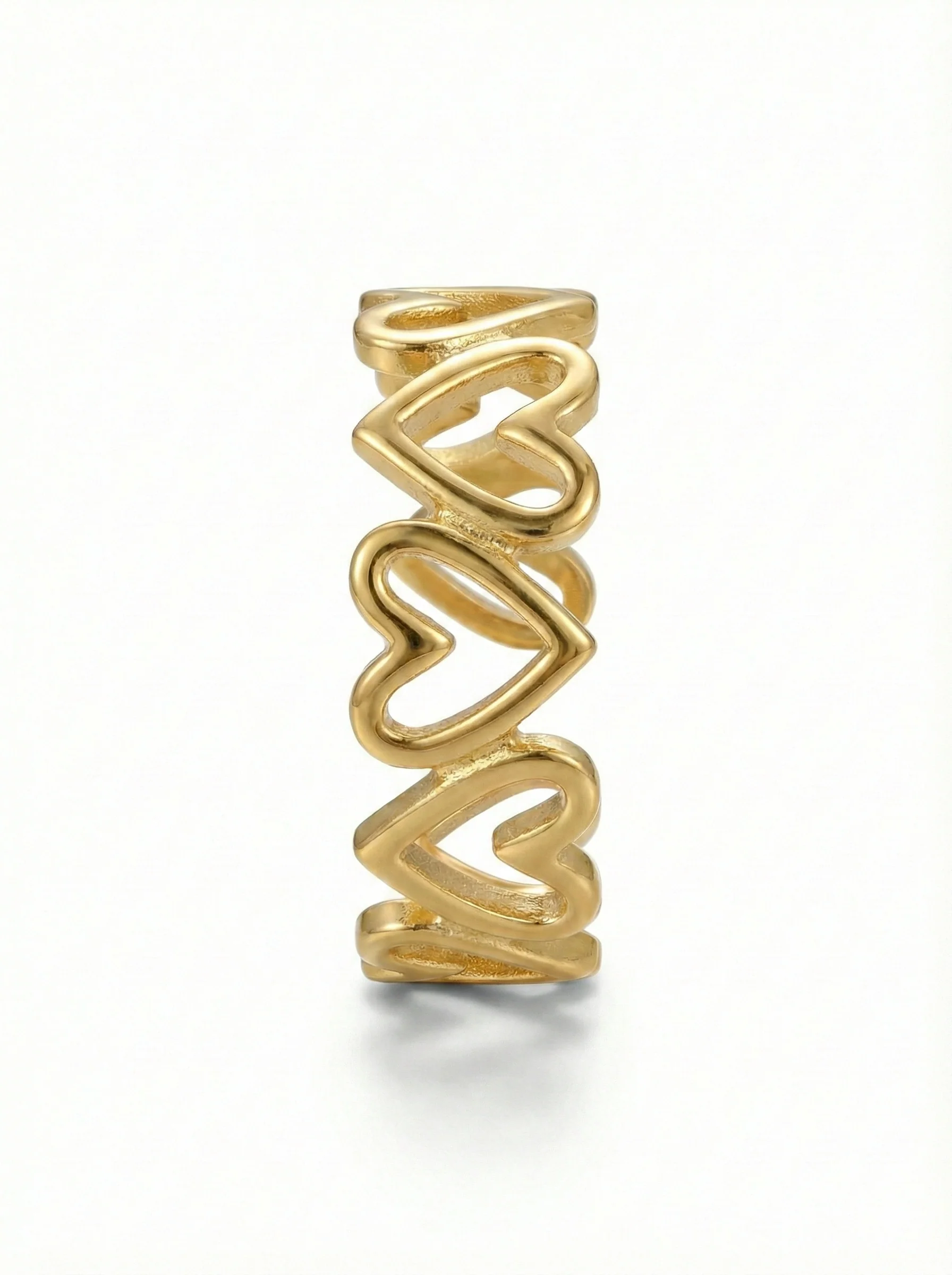 Bague cœurs superposés or