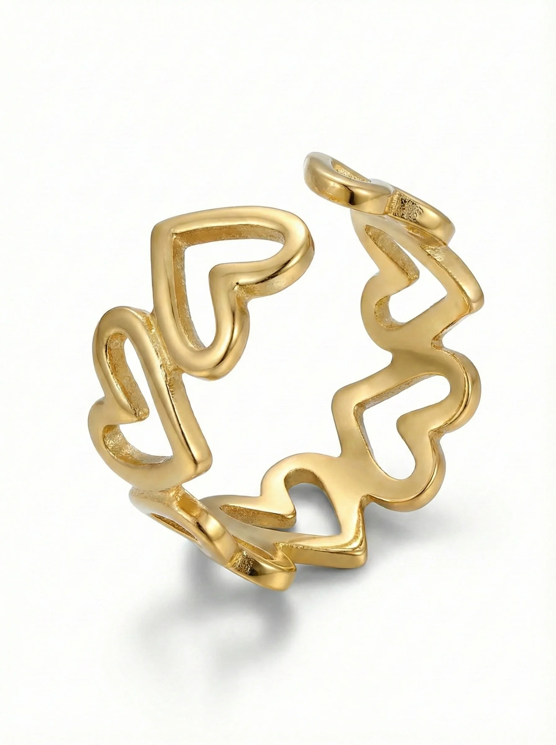 Bague cœurs superposés or - Image 3