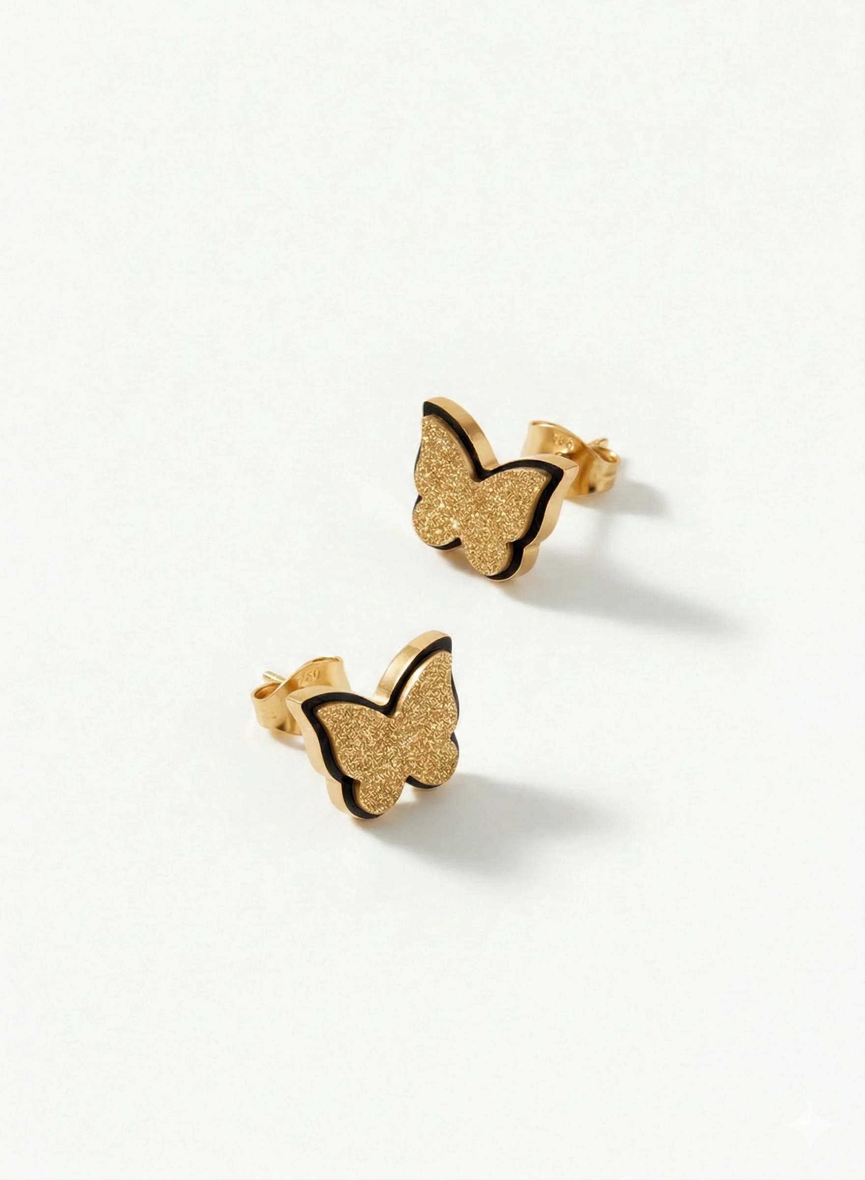Boucles d’oreilles papillon brillant or
