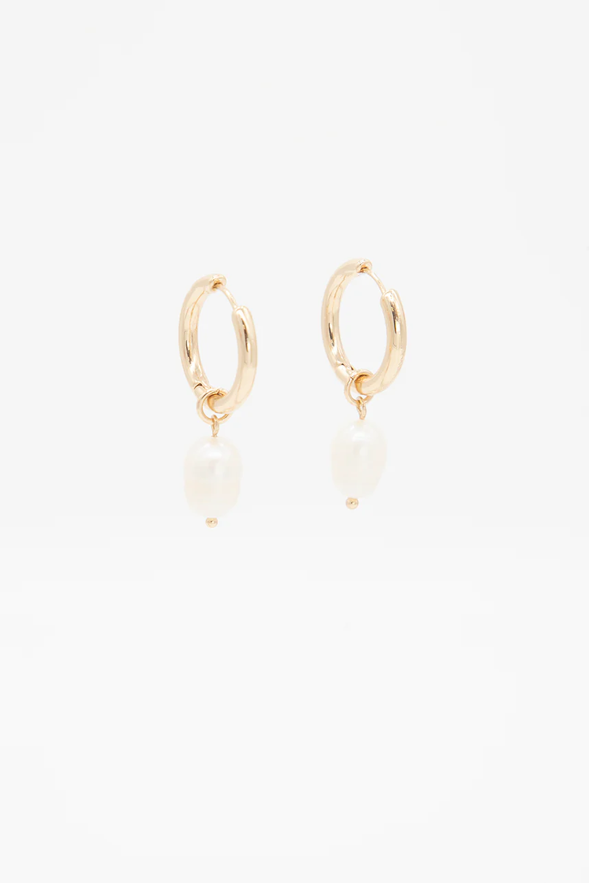 Boucles d’oreilles anneaux avec perle | 2 couleurs - Image 2