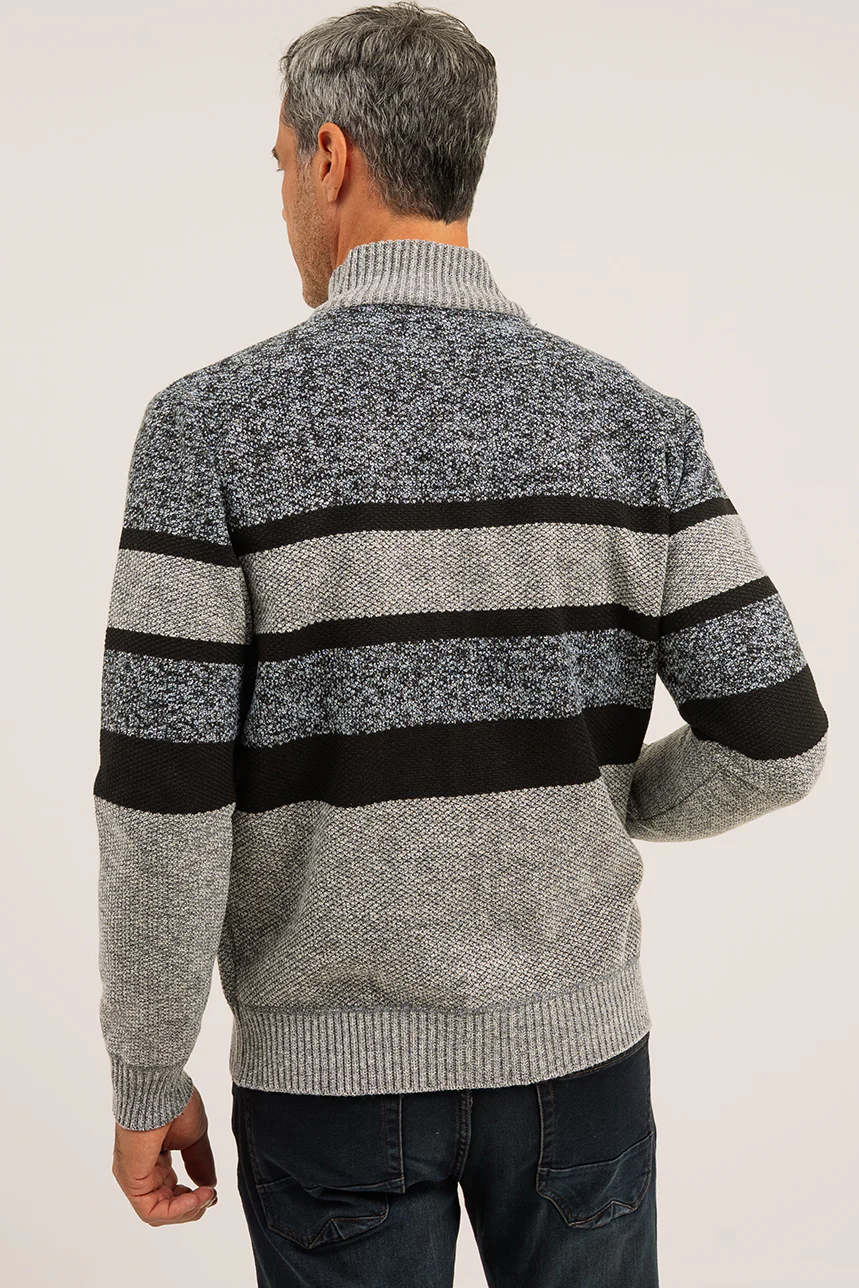 Le cardigan en tricot rayé doublé en flanelle - Image 3