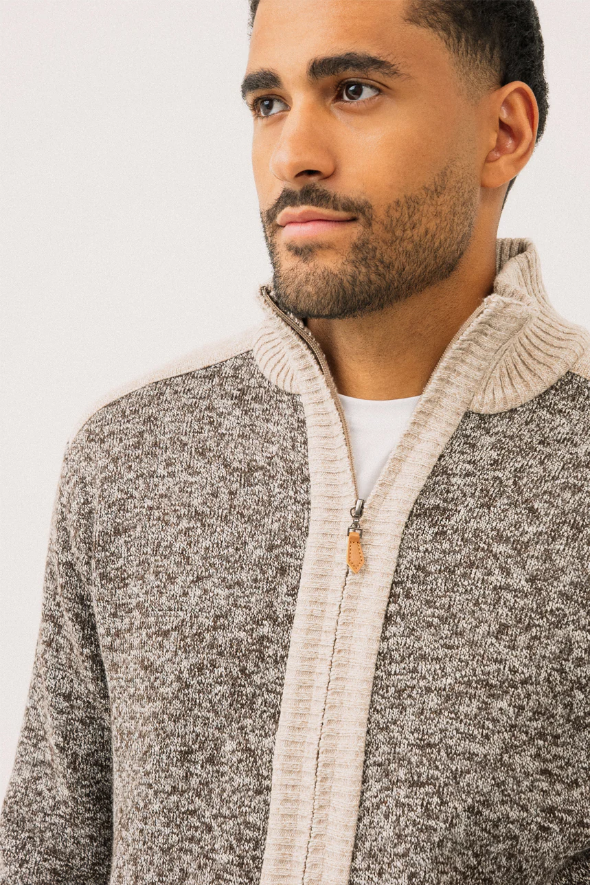 Le cardigan en tricot deux couleurs doublé en flanelle par Oxygen - Image 3