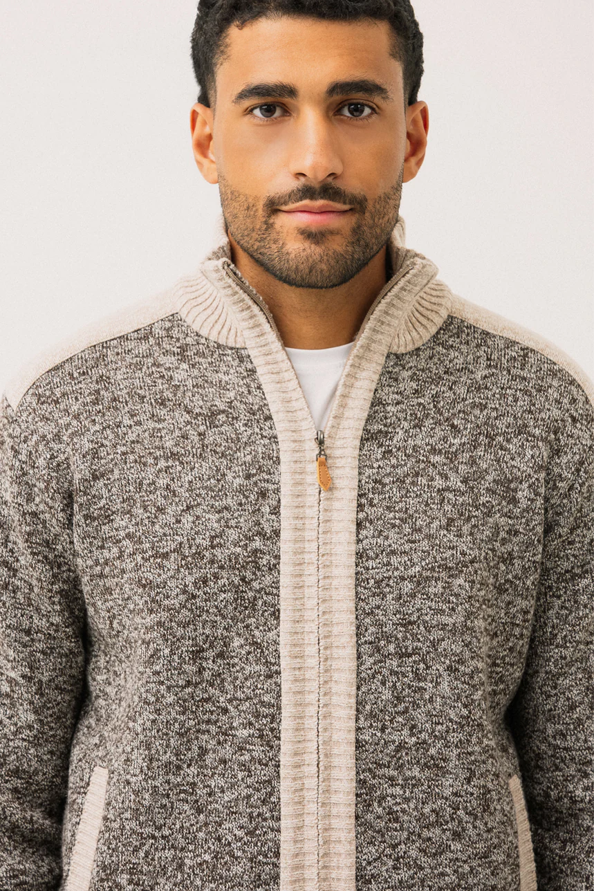Le cardigan en tricot deux couleurs doublé en flanelle par Oxygen - Image 4