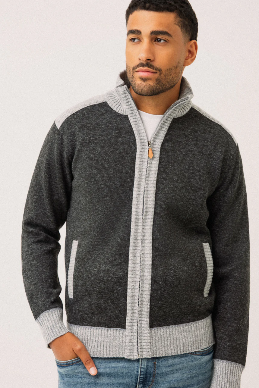 Le cardigan en tricot deux couleurs doublé en flanelle par Oxygen - Image 6