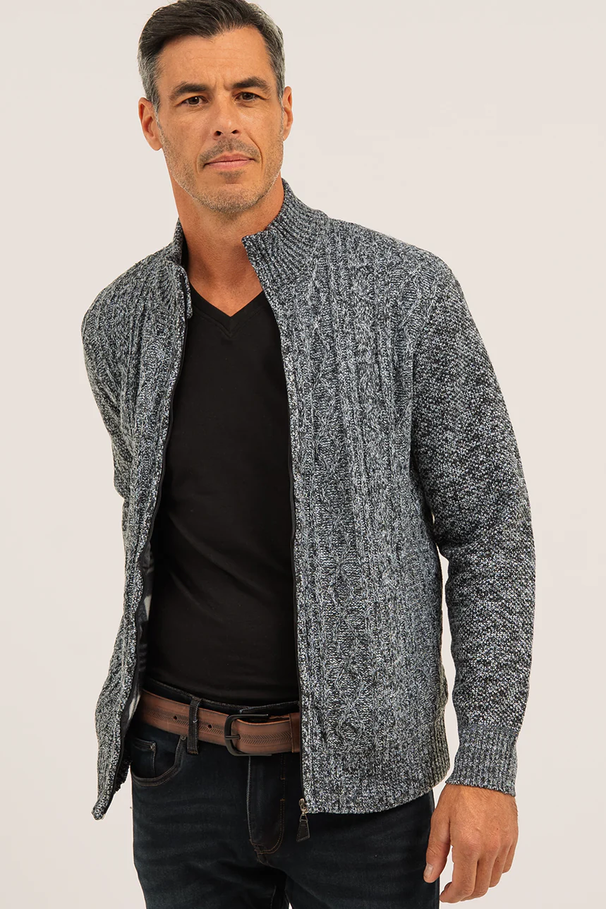 Le cardigan en tricot torsadé doublé en flanelle - Image 2