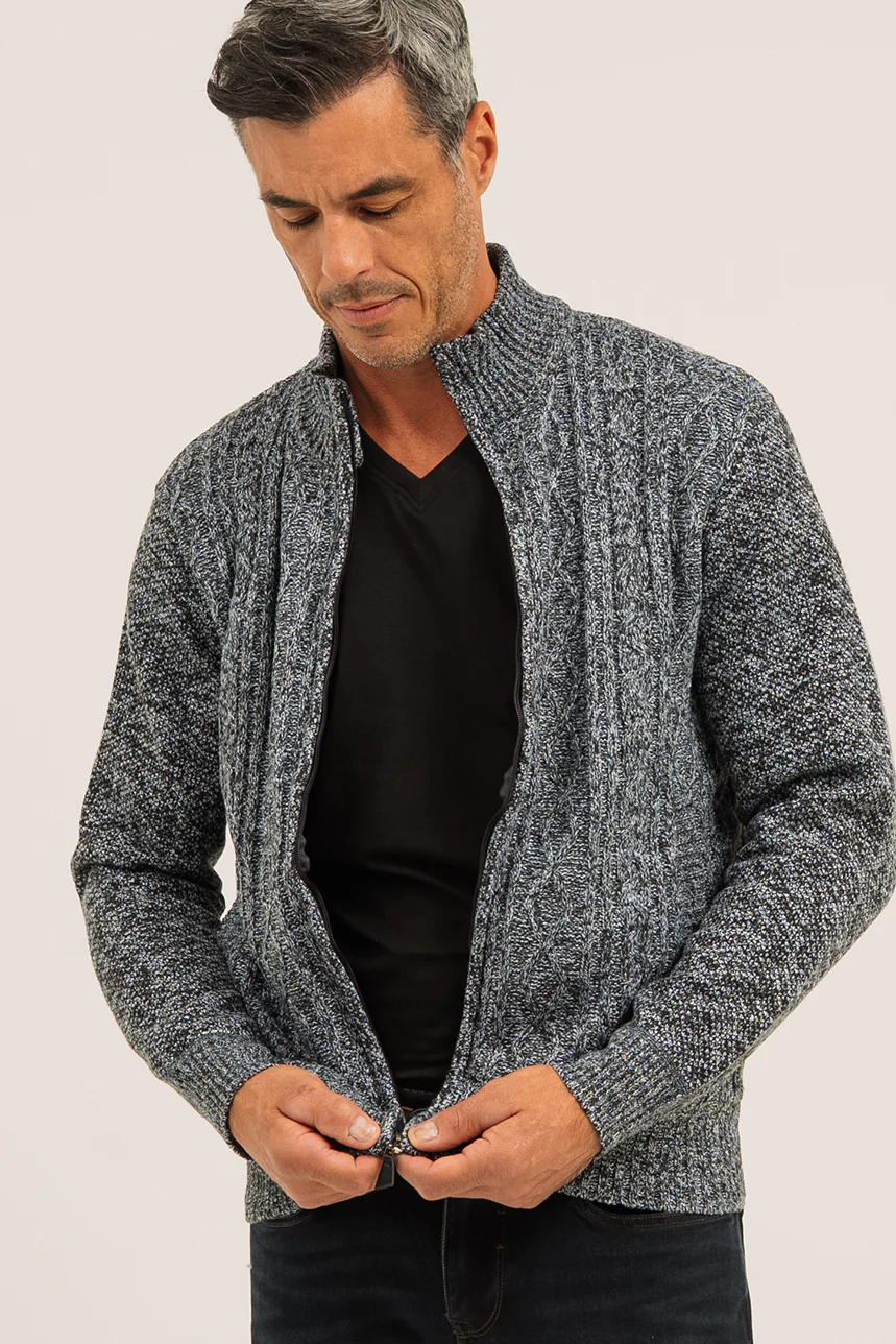 Le cardigan en tricot torsadé doublé en flanelle - Image 3
