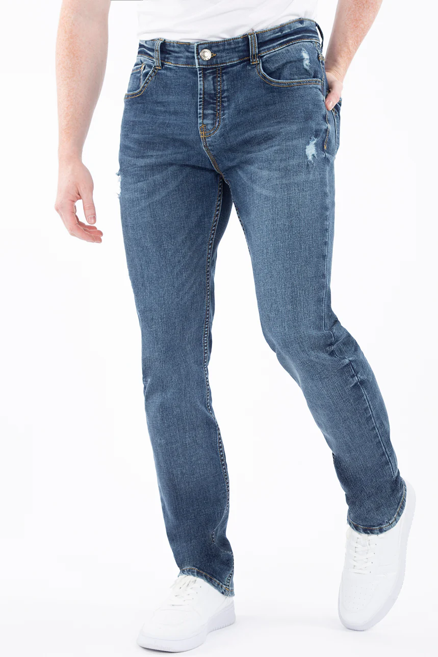 Jean étroit détails usés | Modèle G_Fit | 2 couleurs - Image 2