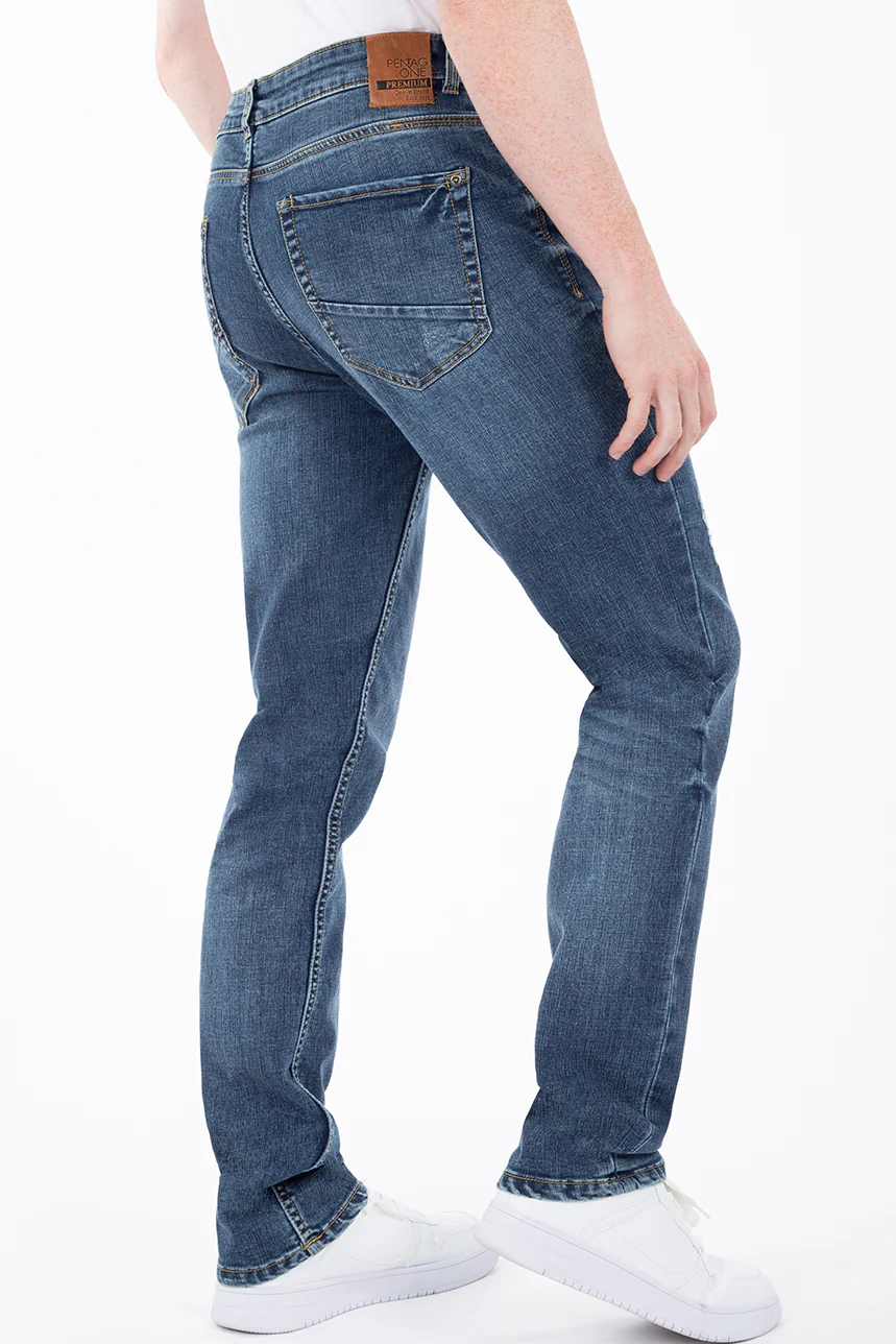 Jean étroit détails usés | Modèle G_Fit | 2 couleurs - Image 3