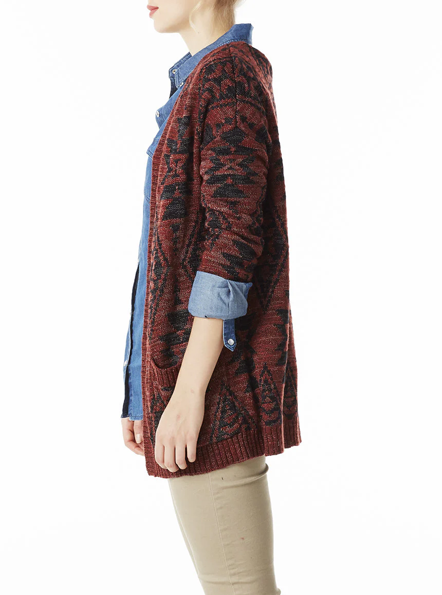 Cardigan avec 2 poches à l’avant, motifs aztèques - Image 5