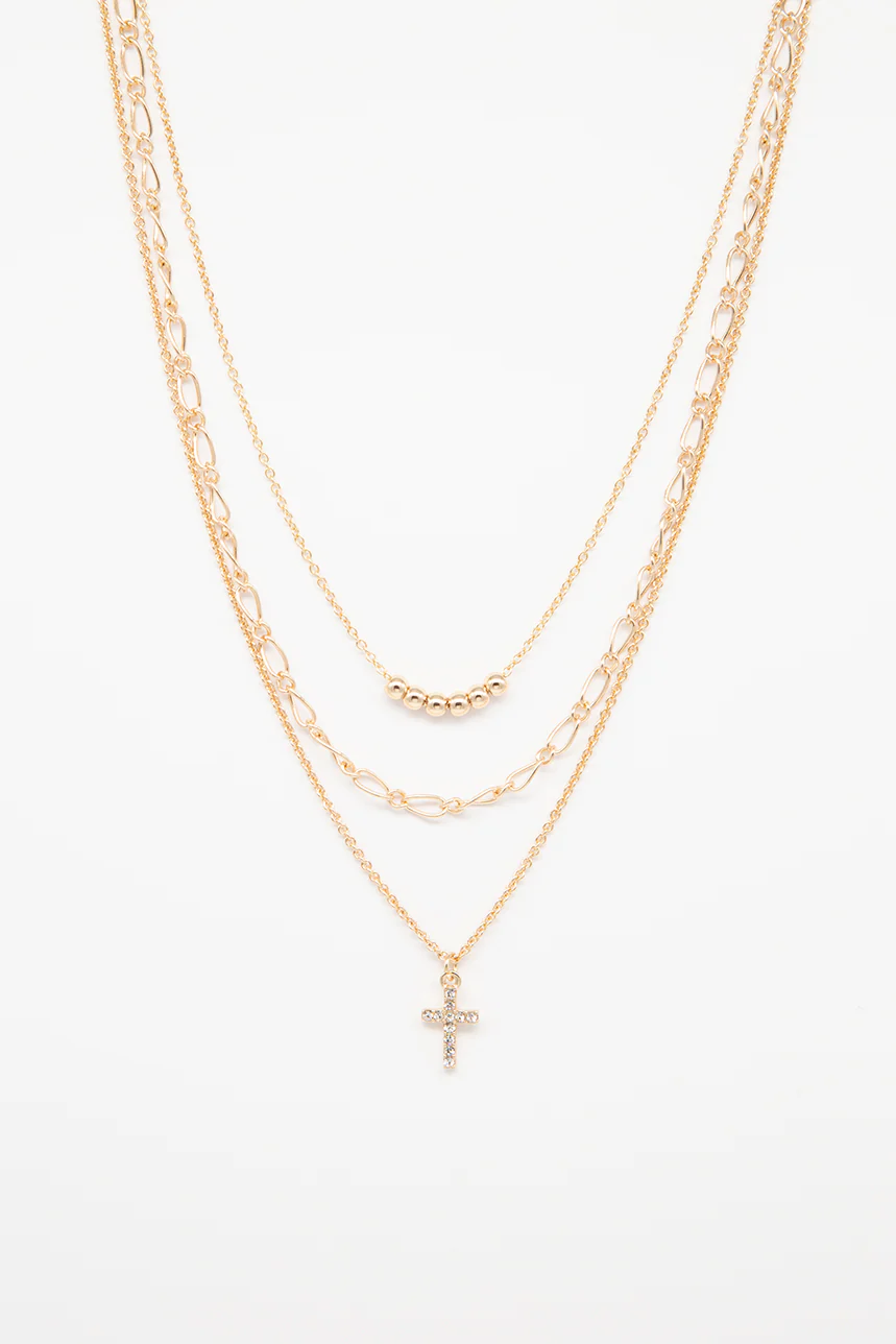 Collier multi chaînes et croix | 2 couleurs - Image 2