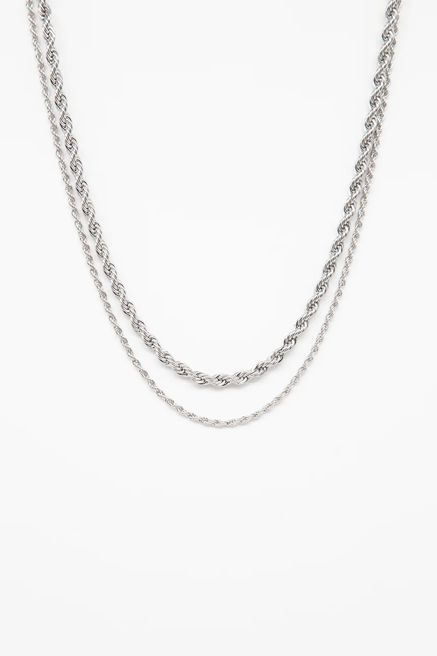 Collier deux chaînes torsadées | 2 couleurs
