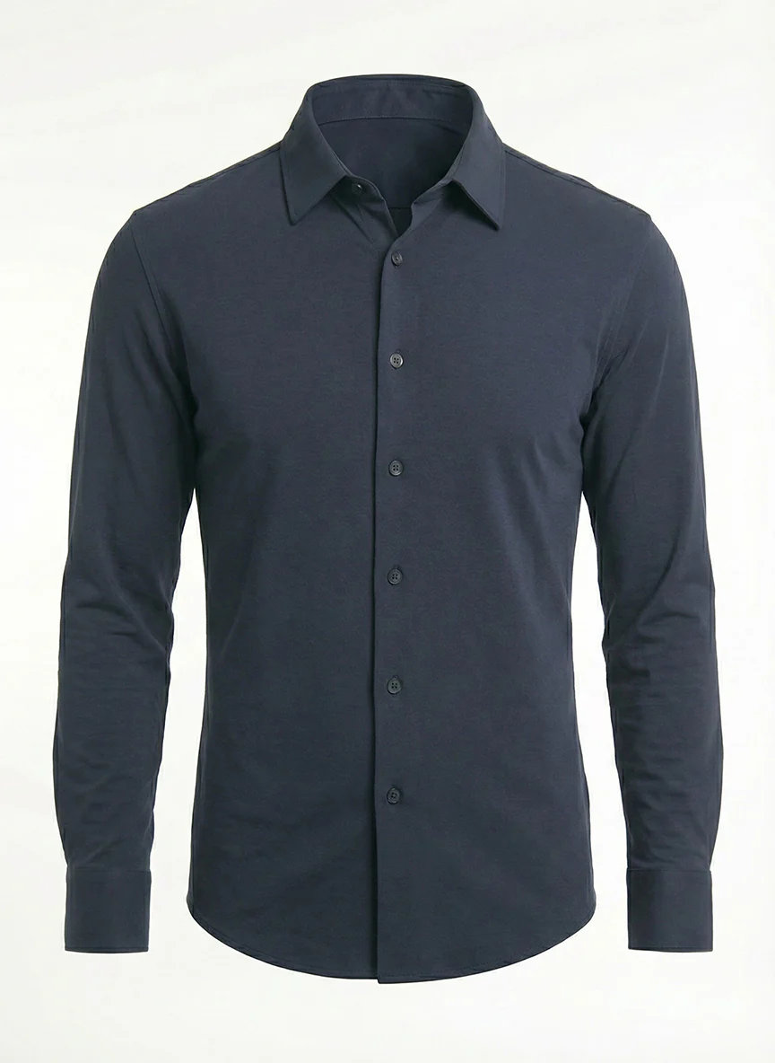 La chemise marine en fin tricot uni - Image 2