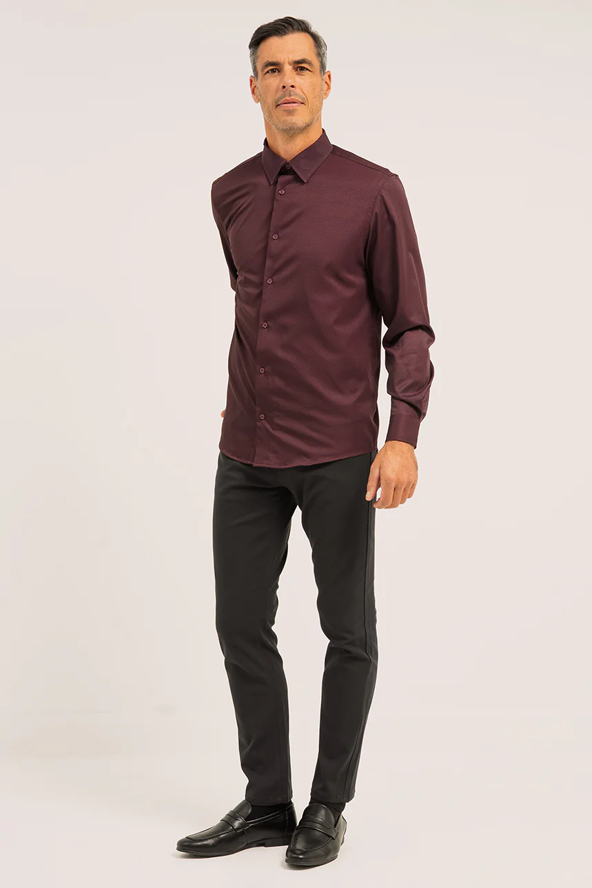 La chemise bordeaux imprimée à motif quadrillé - Image 3
