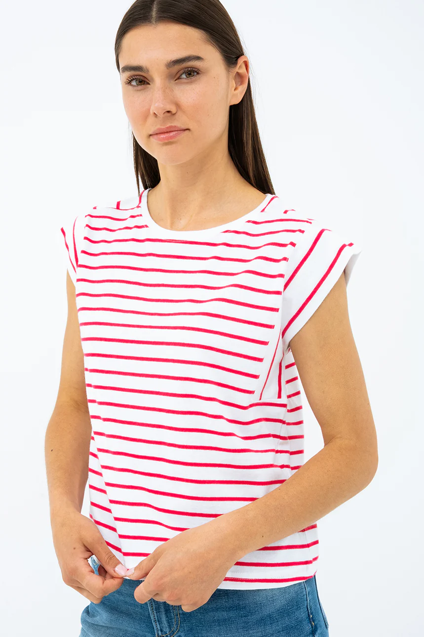Le t-shirt rayé à mancheron par Silver - Image 6